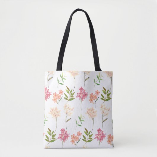 Tote Bag Fleurs botaniques imprimés style cottage tradition (Devant)