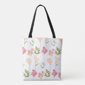 Tote Bag Fleurs botaniques imprimés style cottage tradition (Dos)
