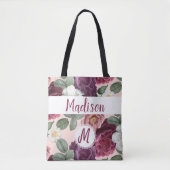 Tote Bag Fleurs Bourguignonnes Élégantes Monogramme Initial (Devant)