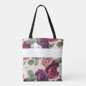 Tote Bag Fleurs Bourguignonnes Élégantes Monogramme Initial (Dos)