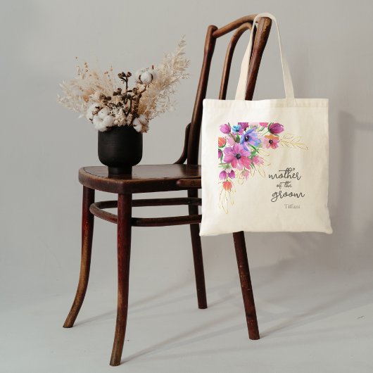 Tote Bag Fleurs Brillantes et Mère de la Mariée en Or