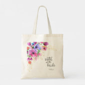 Tote Bag Fleurs Brillantes et Soeur de la Mariée en Or (Dos)
