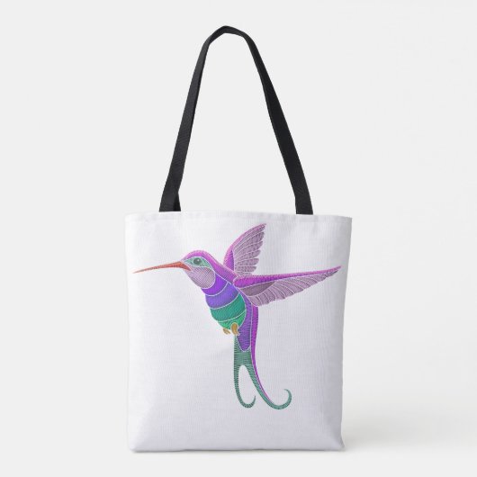 Tote Bag Fleurs brodées de colibri et d'iris (Dos)