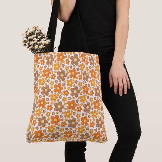 Tote Bag FLEURS Brown ET ORANGE (De près)