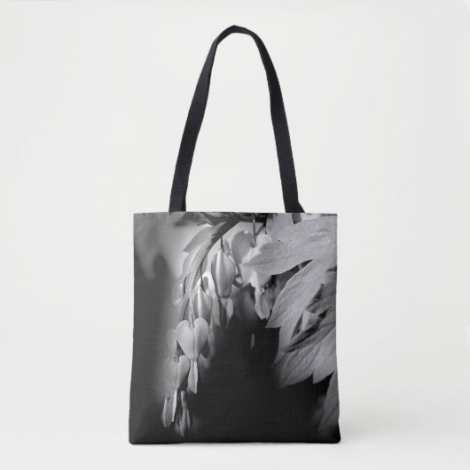 Tote Bag Fleurs Cardiaques Saignantes En Noir Et Blanc (Devant)