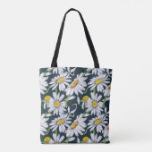 Tote Bag Fleurs chamomiles : Aquarelle bleu foncé. (Dos)