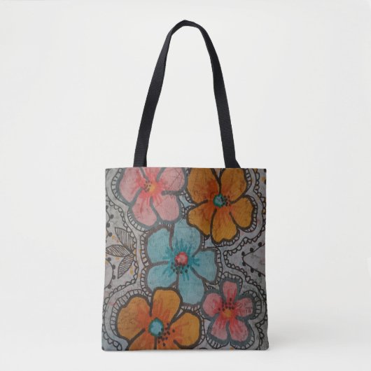 Tote Bag Fleurs Colorées (Devant)