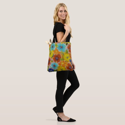 Tote Bag Fleurs colorées (Sur le modèle)