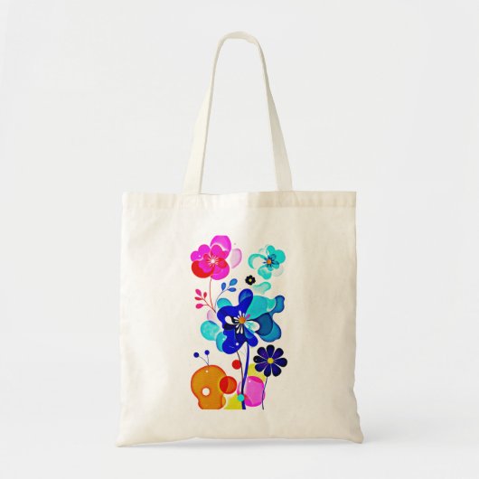 Tote Bag Fleurs Colorées Abstraites Fluides Psychédéliques (Devant)