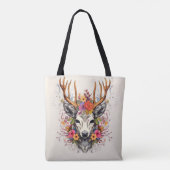 Tote Bag Fleurs colorées Boho Deer (Dos)