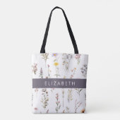 Tote Bag Fleurs colorées, Fleurs sauvages, Verdure, Votre N (Dos)