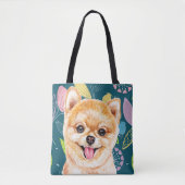 Tote Bag Fleurs colorées mignonnes de Poméranie (Devant)