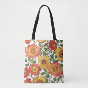 Tote Bag Fleurs colorées : motif d'aquarelle d'été.