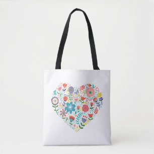 Tote Bag Fleurs colorées rétro mignonne Illustration du coe