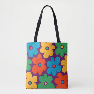 Tote Bag Fleurs colorées rétro Motif