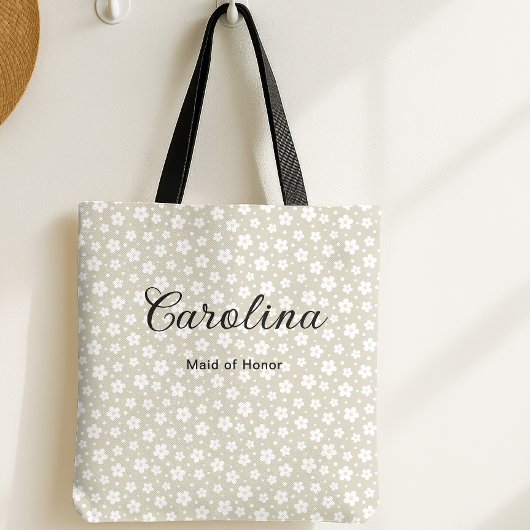 Tote Bag Fleurs Confetti Beige Bridesmaid