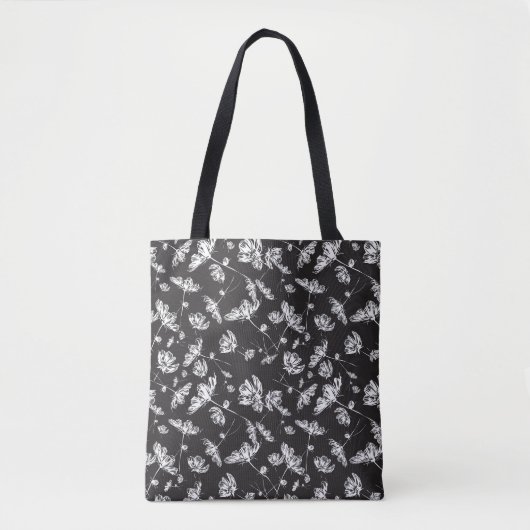 Tote Bag Fleurs cosmos blanches : motif isolé. (Devant)