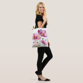 Tote Bag Fleurs cosmos pourpres (Sur le modèle)
