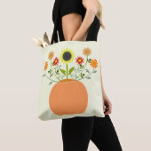 Tote Bag Fleurs d'action de grâce en Citrouille (De près)