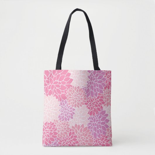 Tote Bag Fleurs Dahlia, Motif De Fleurs, Dahlia Rose (Devant)