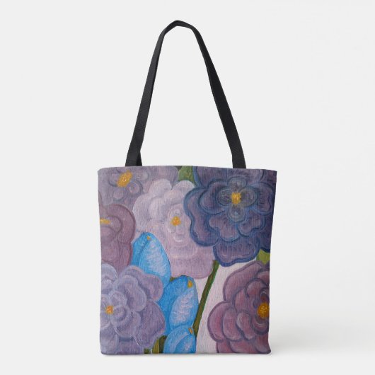 Tote Bag Fleurs dans le gris (Dos)