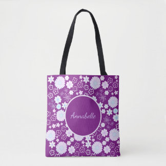 Tote Bag Fleurs dans le motif Floral violet personnalisé no