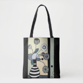 Tote Bag Fleurs dans le vase rayé (Devant)