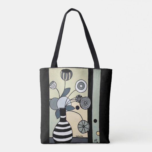 Tote Bag Fleurs dans le vase rayé (Dos)