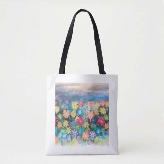 Tote Bag Fleurs dans Pastels - AI Élargi Fourre-tout (Devant)
