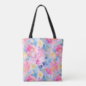 Tote Bag Fleurs d'aquarelle Abstraite rose et bleu (Dos)