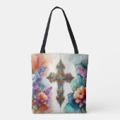 Tote Bag Fleurs D'Aquarelle Colorées Et Croisés (Dos)