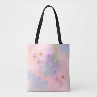 Tote Bag fleurs d'aquarelle et papillons