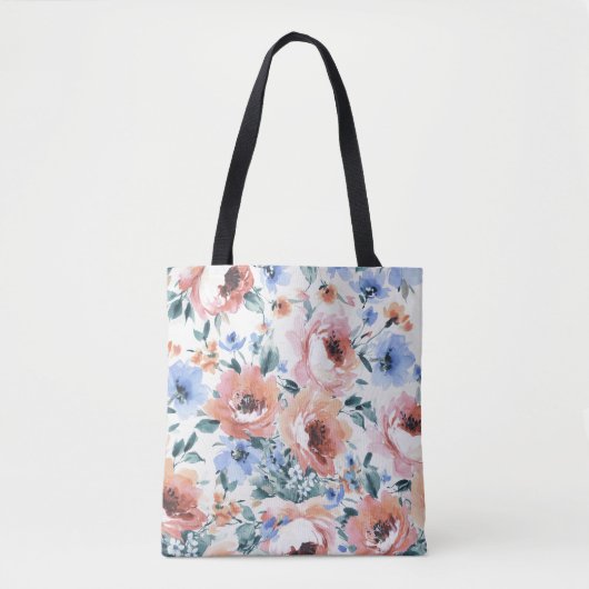 Tote Bag Fleurs d'aquarelle, illustration motif transparent (Devant)