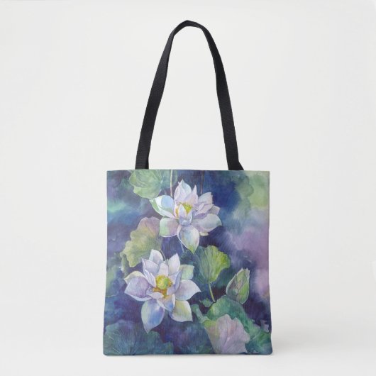 Tote Bag Fleurs d'aquarelle losange blanc illustration fleu (Devant)