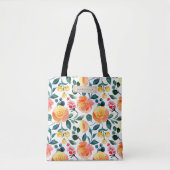 Tote Bag Fleurs d'aquarelle orange rustique personnalisées (Devant)