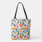 Tote Bag Fleurs d'aquarelle orange rustique personnalisées (Dos)