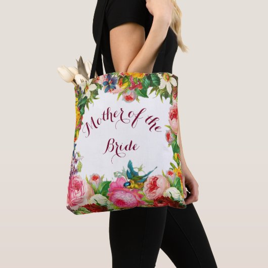 Tote Bag Fleurs d'aquarelle romantique Mariage Faveur (De près)