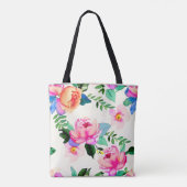 Tote Bag fleurs d'aquarelle rose (Dos)