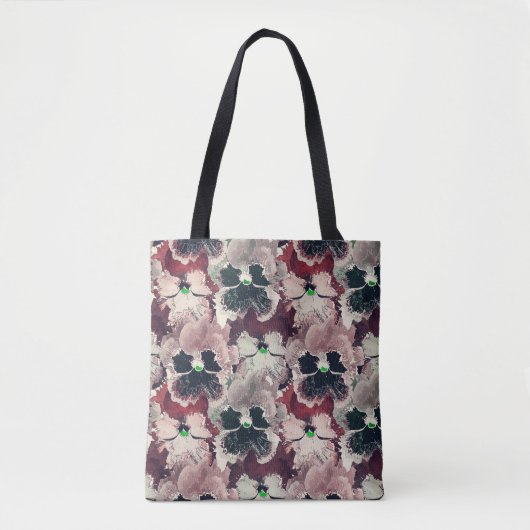 Tote Bag Fleurs d'aquarelle rose, bordeaux (Devant)