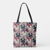 Tote Bag Fleurs d'aquarelle rose, bordeaux (Dos)