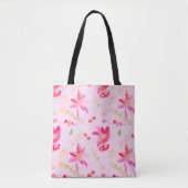 Tote Bag Fleurs d'aquarelle rose vif (Devant)