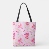 Tote Bag Fleurs d'aquarelle rose vif (Dos)