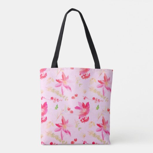 Tote Bag Fleurs d'aquarelle rose vif (Dos)