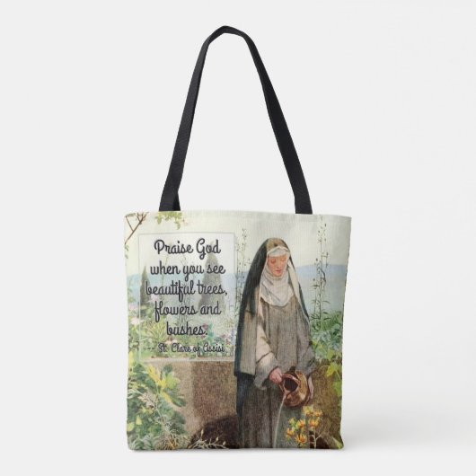 Tote Bag Fleurs d'arrosage St Clare d'Assisi (M 065; Citati (Dos)