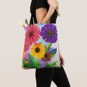 Tote Bag Fleurs d'art pop colorées (De près)