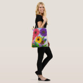 Tote Bag Fleurs d'art pop colorées (Sur le modèle)