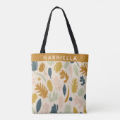 Tote Bag Fleurs d'automne botaniques Motif Feuille Personna (Dos)