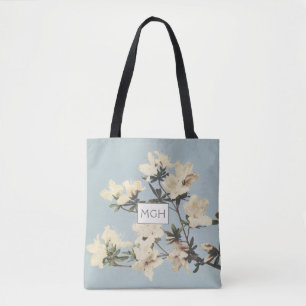 Tote Bag Fleurs de azalée crème Monogramme