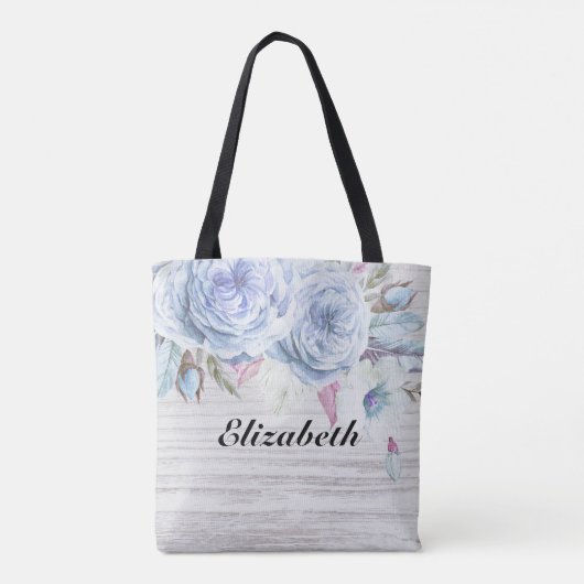 Tote Bag Fleurs de Boho de mariée mariage Plumes Bois rusti (Dos)