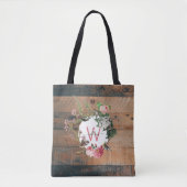 Tote Bag Fleurs de bois rustique monogrammes (Devant)